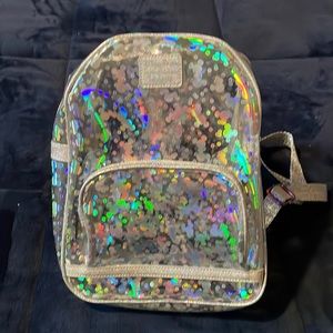 Loungefly Magic Mirror backpack with holographic silver Mickey heads